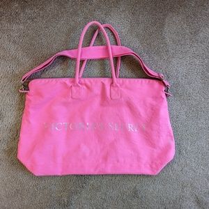 Victoria’s Secret Large Canvas Crossbody Tote Pink